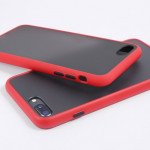 Wholesale iPhone SE 2020 / 8 / 7 / 6S / 6 Slim Matte Hybrid Bumper Case (Black Red)